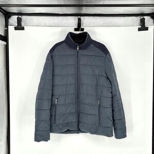 Men's Waterproof Two Tone Blue Puffer Jacket - Size XL